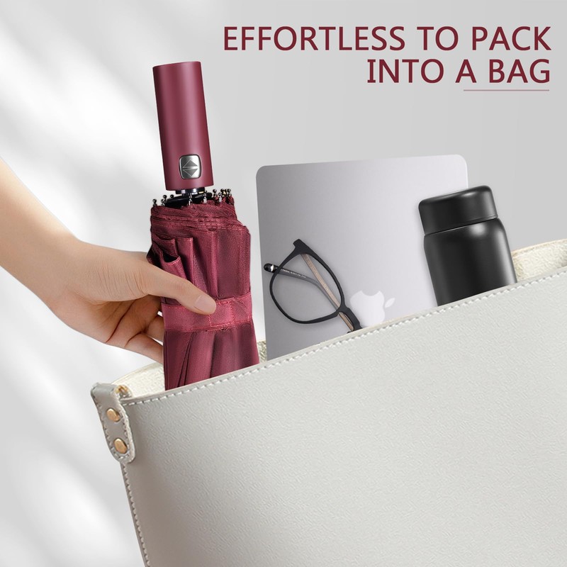 Lychico Umbrella, Windproof Travel Umbrella - Compact Automatic Folding Umbrellas