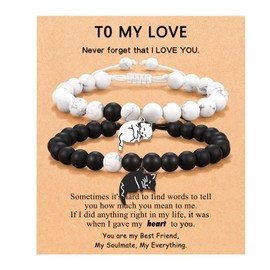 LunarCharm Pack of 2 Cat Bracelets, Couple Bracelets, Friendship Bracelets, Gift for Couples, Friendship, Partner Bracelets, Birthday Gift for Valentine's Day, Christmas, L