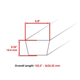 Caltric Deck Drive Belt for John Deere X394 X570 X580 X584 X590 M169500 266-292 48"