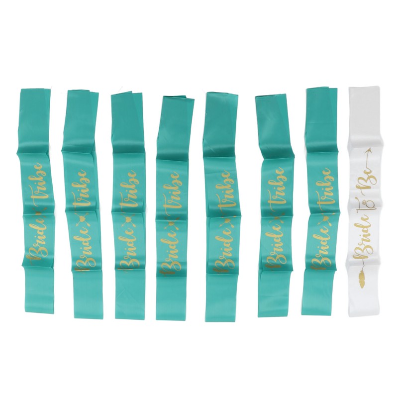 8Pcs Bride Bridesmaid Sash Gold Letters Hypoallergenic Material Wedding Bride