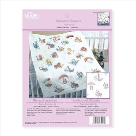 Bucilla Stamped Cross Stitch Baby Quilt Top, 34 by 43-Inch, 43241 Alphabet Dreams