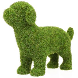 VOSAREA 1pc Flocked Puppy Ornament Moss Animal Statue Grassdog Faux Grass Animal Retriever Dog Topiary Puppy Dog Shape Outdoor Ornament Tiopary Dogs Pet Memorial Angel Dog Flocking Green