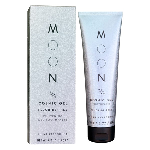 MOON Cosmic Gel Stain Removal Toothpaste, Fluoride-Free, Lunar Peppermint Flavor for Fresh Breath, for Adults 4.2 oz