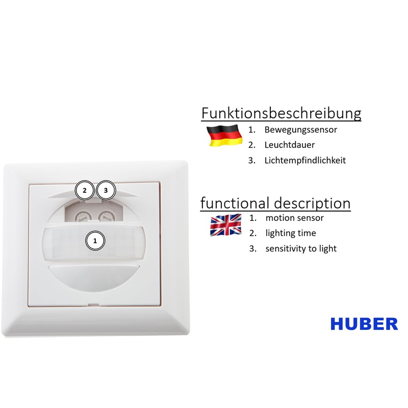 HUBER Motion 13R PIR Motion Sensor 170° for Indoor I