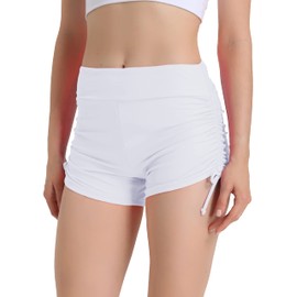 Kfnire Swimming Shorts Women's Swimming Trunks High Waist Abdominal Control Swimming Trunks Adjustable Side Tie Quick Drying Swimming Shorts for Women, Size 2# white