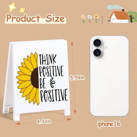 Inspirational Office Decor Gifts Motivational Sayings Sign Quotes Desk Sign Think Positive Be Positive Mom Teacher Appreciation Gifts Encouragement Decorative Plaque for Office Desk Table Shelf