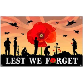 Luminora 72x43inch Remembrance Day Backdrop Lest We Forget Red Poppy Flower Background Remember Heroes Veterans Memorial Day Party Decoration Photo Banner Props