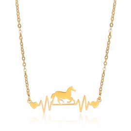 LIKGREAT Horse Pendant Necklace Heart Pendant Necklace Horse Friendship Stainless Steel Gift for Girls Women Birthday Anniversary, Stainless Steel, No Gemstone
