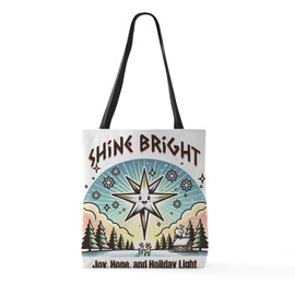 CafePress Shine Bright Christmas 18"x18" Reusable Grocery Shopping Sling Tote Bag