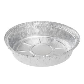 Restaurantware Foil Lux 36 Ounce Aluminum Food Containers 100 Round Aluminum Pans - Lids Sold Separately Heavy Weight Silver Aluminum Pie Plates For Storing Baking And Meal Prep