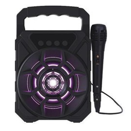Karaoke Machine with Microphone, Portable Karaoke Speaker with Cool Lighting, for Outdoor Camping Family Party, Supports Plug in Card Function