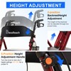 BlessReach Lightweight Foldable Rollator Walker with Seat for Seniors, Red