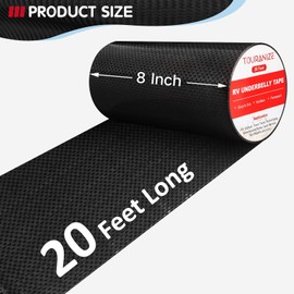 Touranize RV Underbelly Material RV Underbelly Tape, 8'' x 20' Waterproof Flex Belly Tape with Permanent Sealing Adhesive for Mobile Home, Camper Travel Trailer, Tear Repair Patch, Black