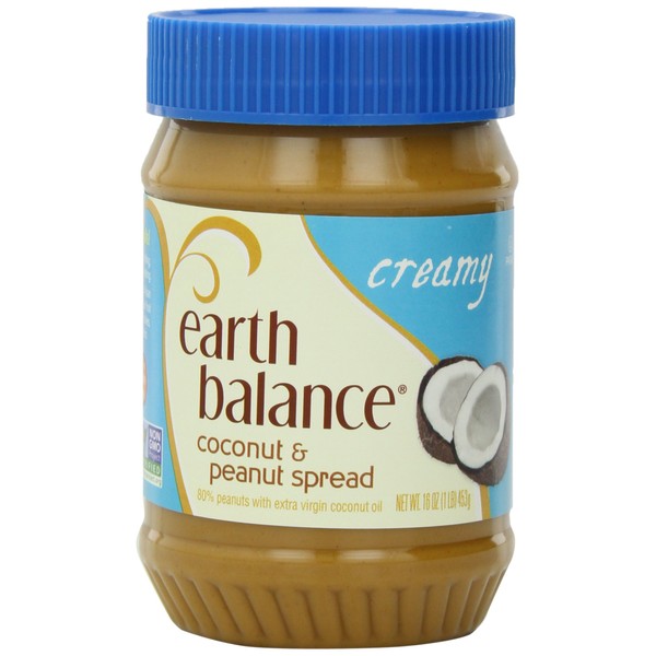 Earth Balance Coconut and Peanut Butter Spread, Creamy, 16 Ounce (Pack of 12)