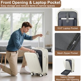 Luggage Sets for Women Men 4 Piece - Carry on Hardside Suitcase 20inch with USB Port, 360° Spinner Wheels, Duffel Bag, Cup Holder, Lightweight Luggage Set for Travel Vacation