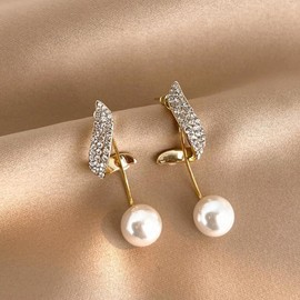 Women's Gold-Plated Tassel Drop Earrings, Cubic Zirconia Stud & Pearl Drop Dangle Earrings, Trendy Hypoallergenic Jewelry for Women