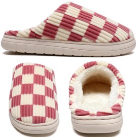 Guyarns Women's Indoor & Outdoor Memory Foam Slippers - Warm Plush Bedroom Shoes with Faux Fur Lining (New Pink 38/39)