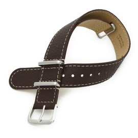 CASSIS[カシス] カーフ 時計ベルト TYPE NATO LEATHER タイプナトーレザー 18mm ダークブラウン×ホワイト 交換用工具付き #189.601S834018