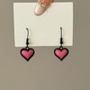 Pink and Black Heart Earrings for Women 3D Black Pink