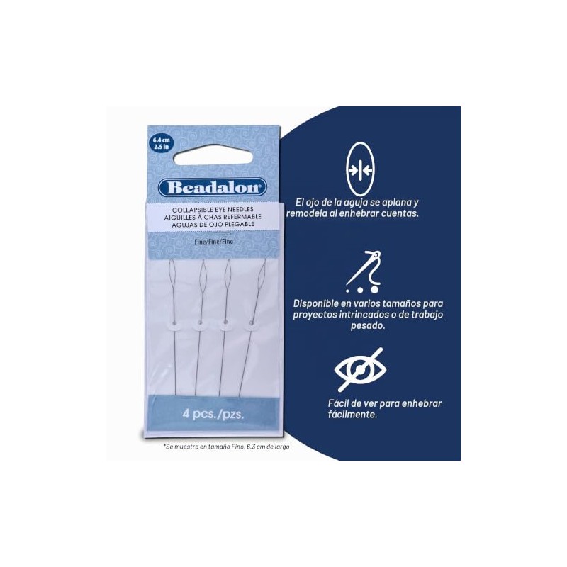 Artistic Wire Beadalon – Agujas de Ojo Plegable, Finas (2.5
