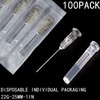 100Pack 22Ga 1Inch/25mm with Cap Dispensing Needle Accessories Disposable Lab