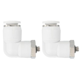 PATIKIL M5 Push to Connect Fitting, 5 Pack 8mm Pneumatic Air Elbow Quick Connector Male Thread 90 Degree Connect 4mm Tubing Elbow Air Tube Fitting Pneumatic Quick Adapter, White