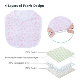 Hakochia Waterproof Baby Bibs Cotton Super Soft Absorbent 4-Layer Unisex Baby Bandana Bibs With Adjustable Snaps for Boys Girls Infants Newborn Feeding, Teething, Drooling,3-36 Months,10-Pack