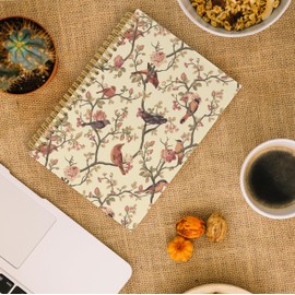 ANIANG Bird Flower Spiral Notebook, Floral Journal, Spring Bird Flowers 5.5"x8.3" 164pages Lined Journal Notebooks College Ruled, Gifts for Bird Lovers Hardcover Notebook for Office School Supplies