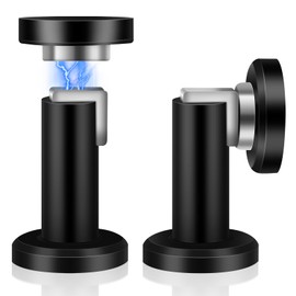 HUTLON Door Stoppers, Magnetic Door Stop, Black Heavy Duty Doorstop, 2 Packs Magnetic Door Catch, Stainless Steels Door Holder, Wall and Floor Mount Door Stopper, Door Stops for Bottom of Door