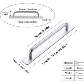 Young Dance Self-Stick Instant Cabinet Handles 2pcs – Aluminum Alloy Adhesive Drawer Pulls for Kitchen Cabinets, Sliding Doors & Windows (5.83", Silver)