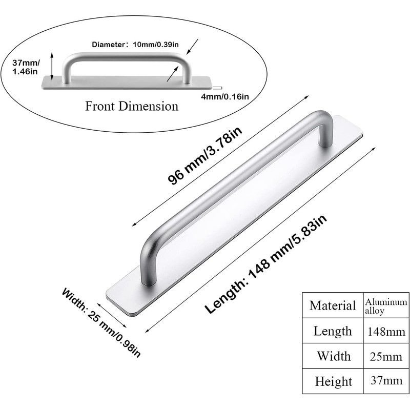 Young Dance Self-Stick Instant Cabinet Handles 2pcs – Aluminum Alloy