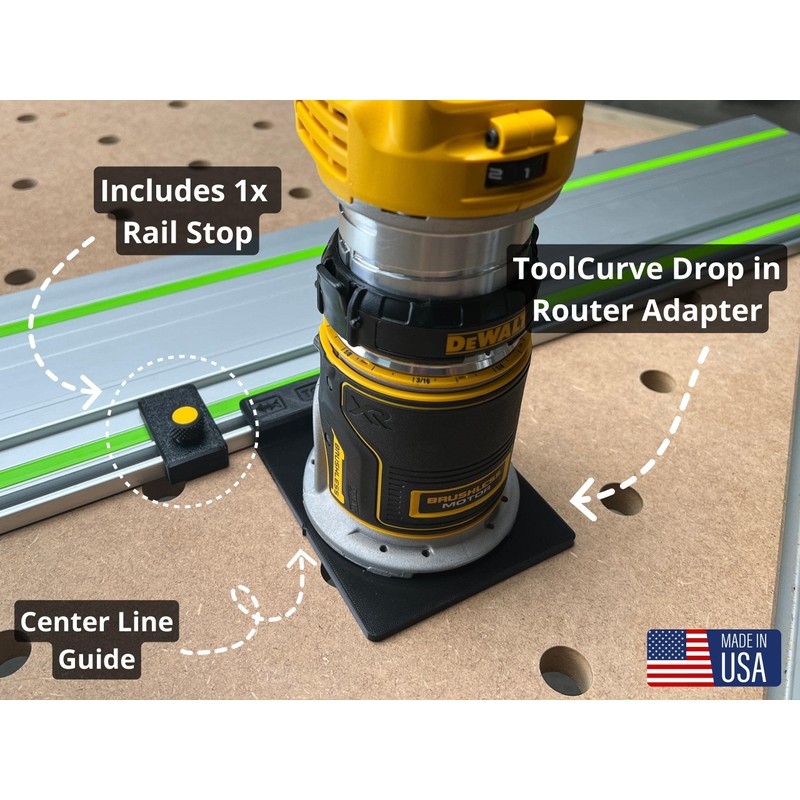 ToolCurve's Guide Rail Adapter Compatible with Dewalt Router - Made