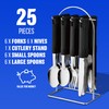 24pc Black Cutlery Dinner Tableware Set - Stainless Steel |