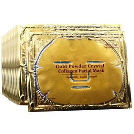 Permotary 12 PCS 24k Gold Crystal Gel Collagen Facial Patches, Treatment Deep Moisturizing Facial Pads For Anti Aging Puffiness Skincare Anti Wrinkle Tighten Skin & Revitalize Skin