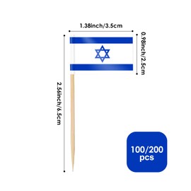 AhfuLife Israeli Flag Toothpick israel Flags, 100 Pcs israel flag Cupcake Toppers Israeli Pesach Decorations, Mini Israeli Flag Cocktail Israeli Party Decorations