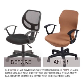 Deisy Dee Computer Office Chair Covers Pure Color Universal Chair Cover Stretch Rotating Chair Slipcovers Cover ONLY Chair Covers C098 (Coffee)