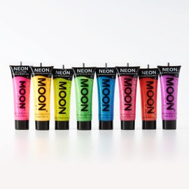 Moon Glow, Neon UV Glitter Gel for Face and Body Glows Bright Under UV Radiation (12ml (Pack of 8))