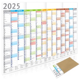 DIN A1 Wall Calendar for 2025 Annual Calendar Monthly Overview (59.4 cm x 84.1 cm), Planner Appointments, Birthdays, e.g. for Office, Home, Year Planner, Monthly Planner, Family Calendar, Folded