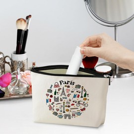 Paris Lovers Gift Makeup Bag Cosmetic Bag, Paris Travel Gift Girls Trip Gifts Favors, Paris Souvenir Merch France Friendship Gifts for Women Paris Lovers Traveller Sister Daughter Birthday Christmas