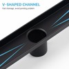 Heaorld 24 Inch Linear Shower Drain Matte Black, Rectangular Shower