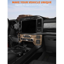 Savadicar Wood Grain Interior Accessories - Front Center Climate and Radio Control Panel Trim Cover for Ford F150 (2021-present) - Premium Texture Interior Decor Upgrade Option, 1 PCs