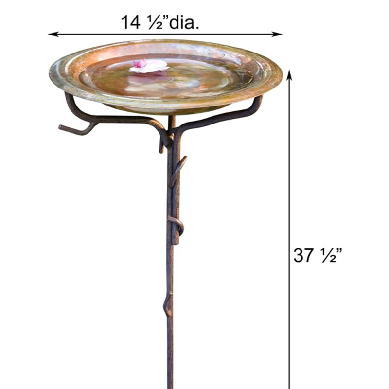Prime Retreat Copper Bird Bath & Stake with Solar Fountain