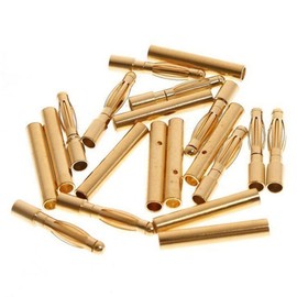 HOMSFOU Connector 50 Pairs Crimp on Banana Plugs Crimp Connectors 4mm Banana Plug Mini Accessories Gold Plated Connectors 2.0mm Rc Connectors Cable Female