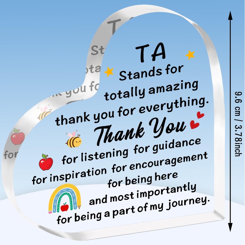 TTOVEN Teaching Assistant Gifts TA Teacher Plaque Appreciation Acrylic Plaque