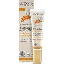 LOGONA Naturkosmetik Anti-ageing eye cream for mature skin, firming eye care with vegan formula, with organic sea buckthorn and hyaluron, age protection, 15 ml