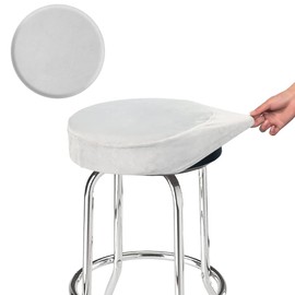 SINOSSO Bar Stool Cover, Super Soft Velvet Dia.11-13" Round Stretchy Washable Dustproof Slipcover for Upholstered Furniture (S, Light Grey,1 Count)