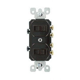 Leviton 15 Amp, 120/277 Volt, Duplex Style Two 3-Way Combination Switch, Commercial Grade, 5243, Brown