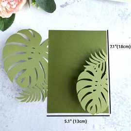 MillaSaw Laser Cut Wedding Engagement Invitations 25 Pack Tropical Wedding Invitations (Olive Green)