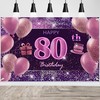 80th Birthday Decorations IMISI Happy Birthday Banner Pink Birthday Backdrop