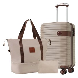 20 Inch Khaki Luggage Sets 3-Piece Lightweight Hardshell ABS Carry-On Suitcases 22x14x9 Airline Approved with Wheelscolor: as Pic Color